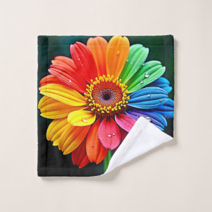 Rainbow Petal Flower Art Bath Towel Set