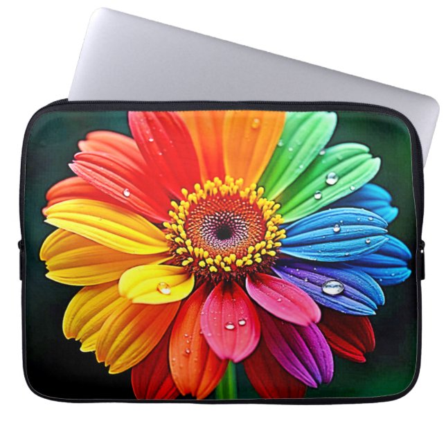 Rainbow Petal Flower Art Laptop Sleeve (Front)