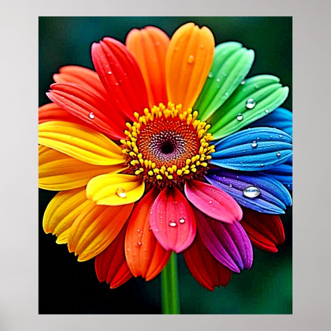 Rainbow Petal Flower Art Poster (Front)
