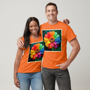 Rainbow Petal Flower Art T-Shirt