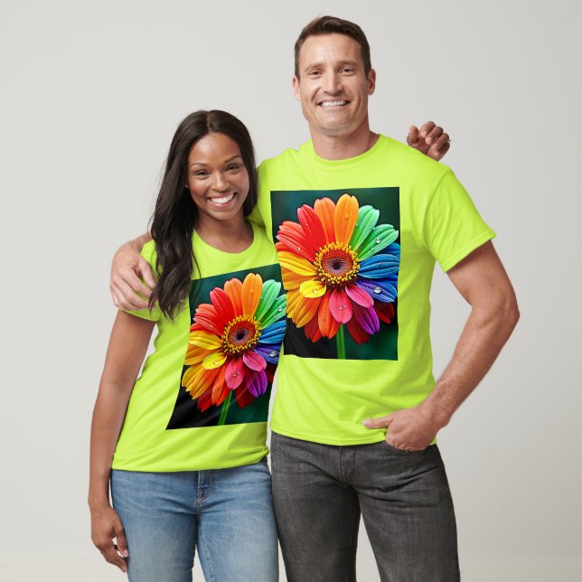 Rainbow Petal Flower Art T-Shirt (Unisex)