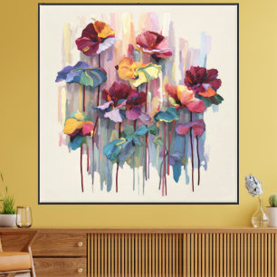 Rainbow Petals Abstract Garden Canvas Print