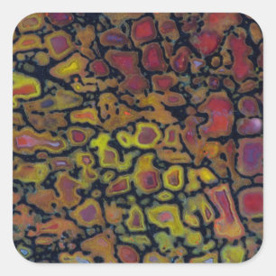Rainbow Petrified Dinosaur Bone Square Sticker