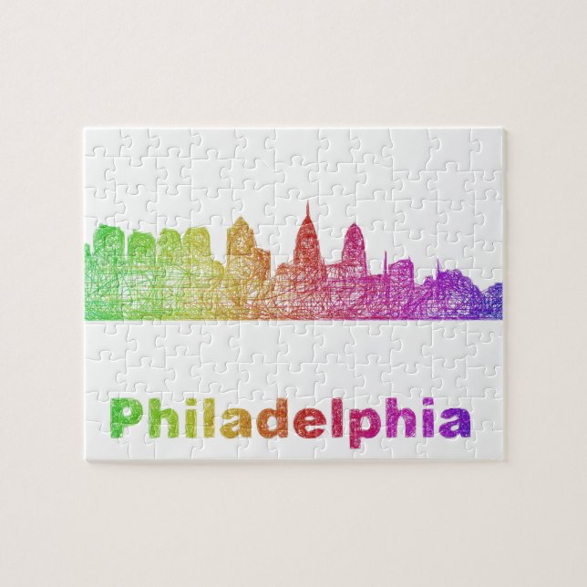 Rainbow Philadelphia skyline Jigsaw Puzzle (Horizontal)