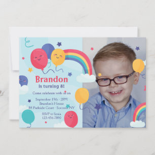 Rainbow Photo Birthday Invitation