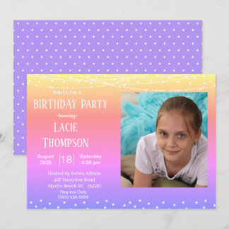 Rainbow Photo Birthday Invitation