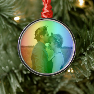 Rainbow Photo Christmas LGBTQ Metal Tree Decoration
