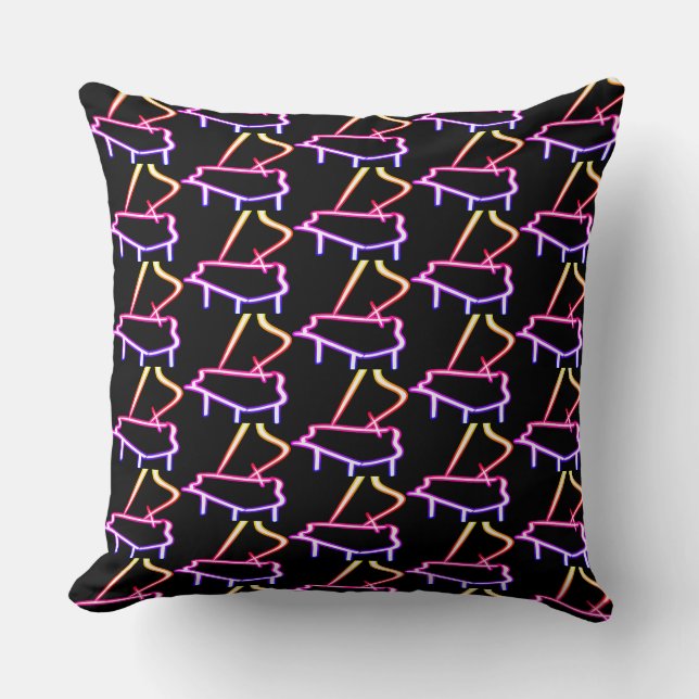 Rainbow Piano Embellished Black  Cushion (Front)