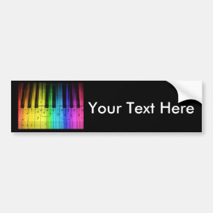 Rainbow Piano Keyboard and Notes Bumper Sticker