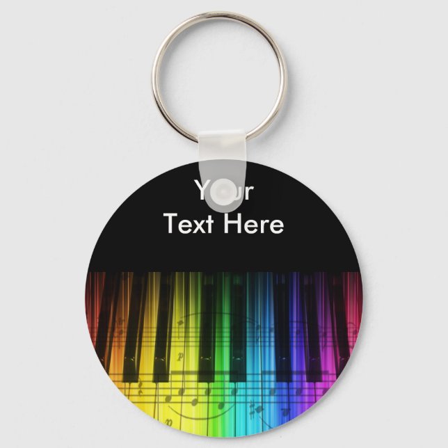 Rainbow Piano Keyboard and Notes Key Ring (Front)