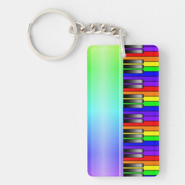 Rainbow Piano Keyboard Key Ring (Front)