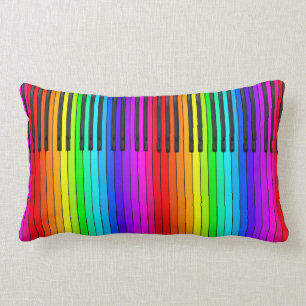 Rainbow Piano Keyboard Lumbar Pillow