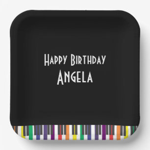 Rainbow Piano Keys Birthday Party Paper Plate
