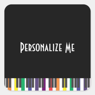 Rainbow Piano Keys Square Sticker
