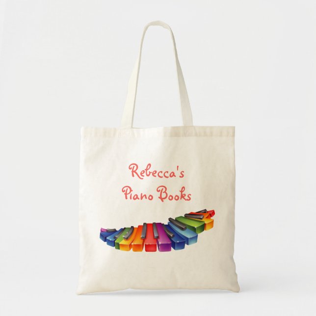 Rainbow Piano Keys Tote Bag (Front)