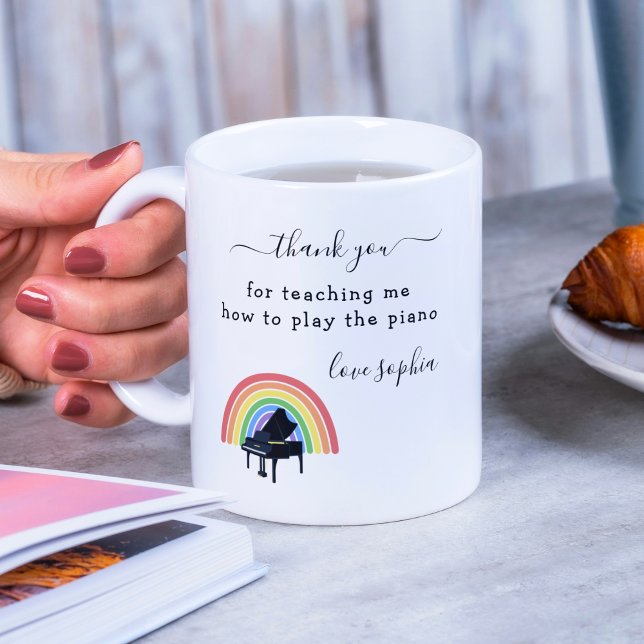Rainbow Piano Music Teacher Appreciation Gift Coffee Mug (Creator Uploaded)