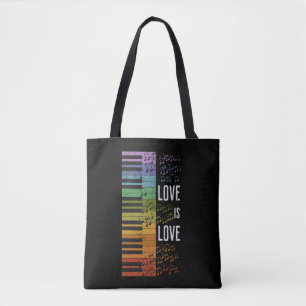 Rainbow piano tote bag
