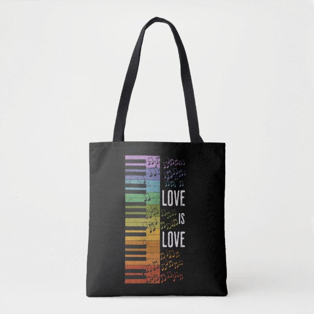 Rainbow piano tote bag (Front)