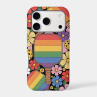 Rainbow Pickleball Paddles With Flower Power