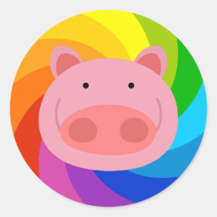 Rainbow Pig Classic Round Sticker