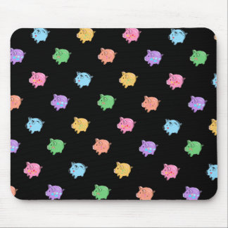 Rainbow Pig Pattern on black Mouse Pad