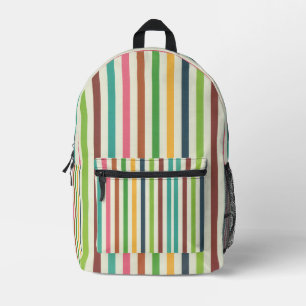 rainbow pin stripe retro trendy colourful printed backpack