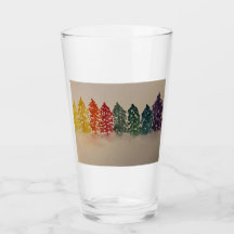 Rainbow Pine Trees Glass Cup