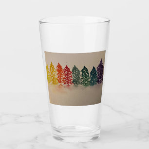 Rainbow Pine Trees Glass Cup
