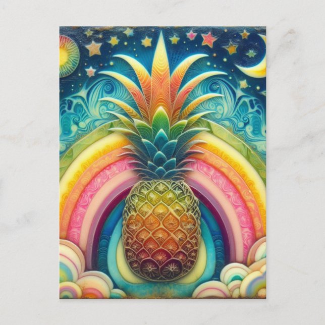 Rainbow Pineapple Postcard (Front)