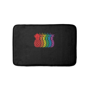 Rainbow Pineapples Aloha Hawaiian Gay Pride Month  Bath Mat