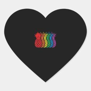 Rainbow Pineapples Aloha Hawaiian Gay Pride Month Heart Sticker