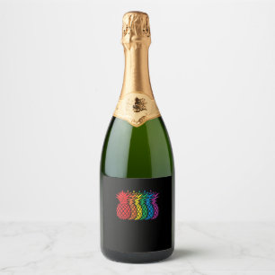 Rainbow Pineapples Aloha Hawaiian Gay Pride Month Sparkling Wine Label