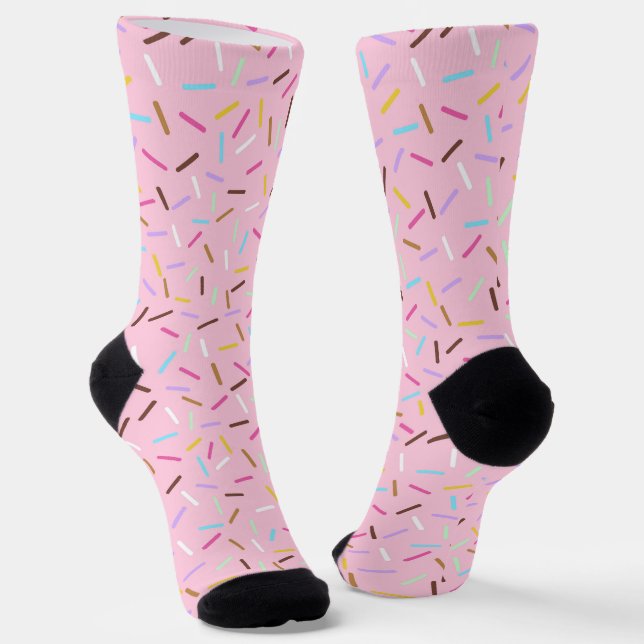 Rainbow Pink Donut Sprinkles Gift Socks (Angled)