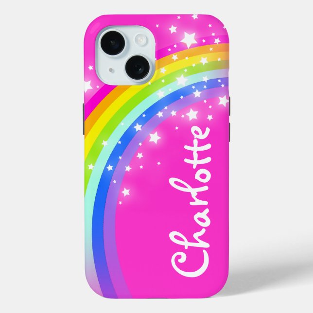 Rainbow pink girls custom name Case-Mate iPhone case (Back)