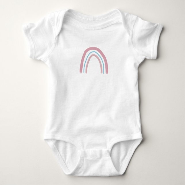 Rainbow Pink Ombre Painting Baby Bodysuit (Front)
