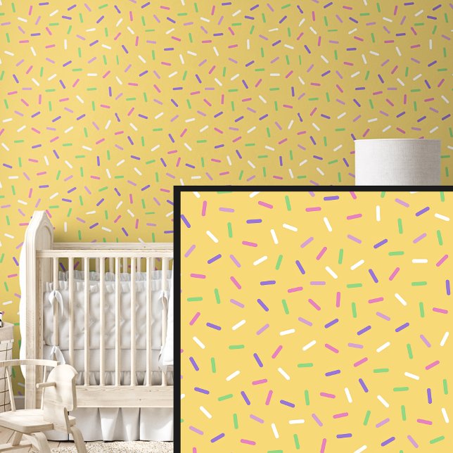 Rainbow Pink Purple Green Sprinkles, on Yellow Wallpaper (Creator Uploaded)