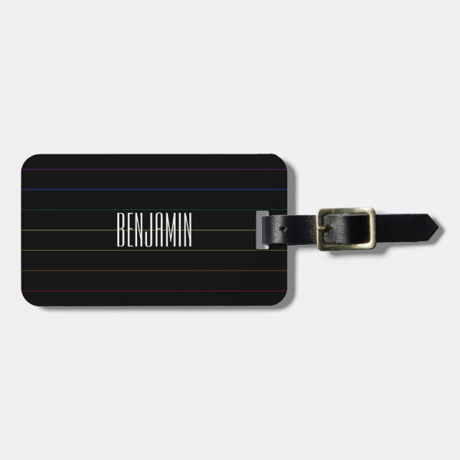 Rainbow Pinstripes Gay Pride Luggage Tag (Front Horizontal)