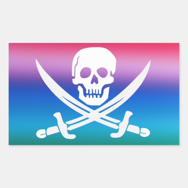 Rainbow Pirate Jolly Roger Sticker (Front)