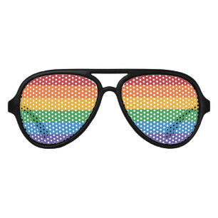 Rainbow Pixel Flag Aviator Sunglasses