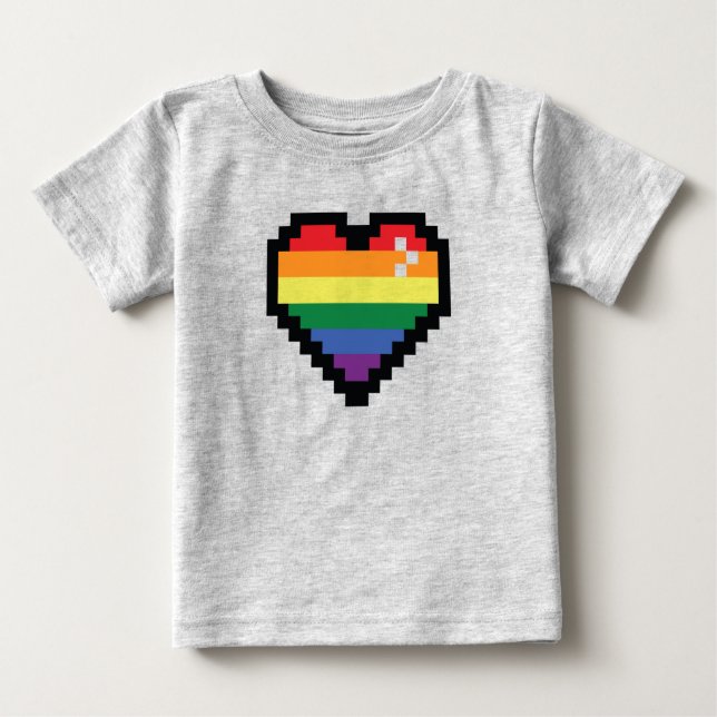 Rainbow Pixel Heart Baby T-Shirt (Front)