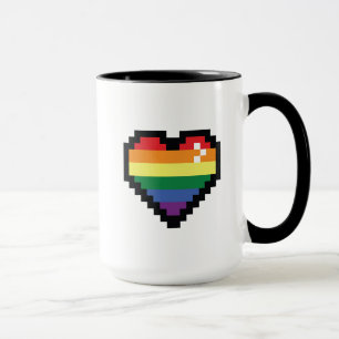 Rainbow Pixel Heart Mug