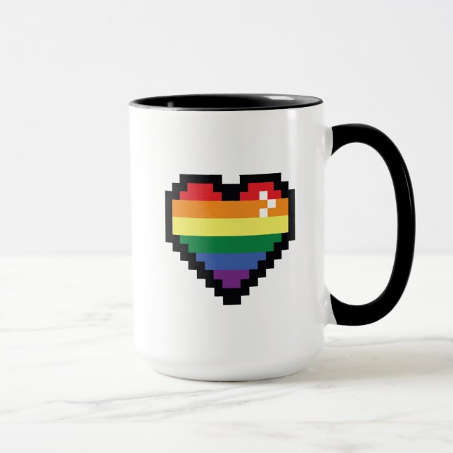 Rainbow Pixel Heart Mug (Right)