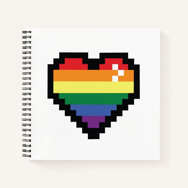 Rainbow Pixel Heart Notebook (Front)