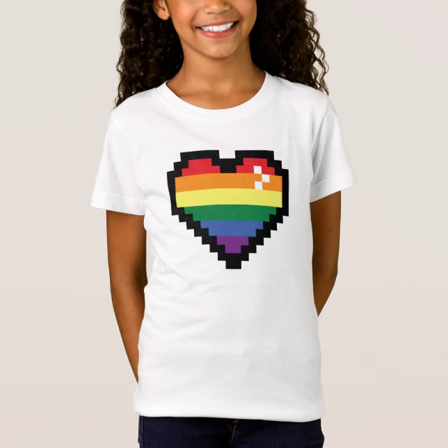 Rainbow Pixel Heart T-Shirt (Front)
