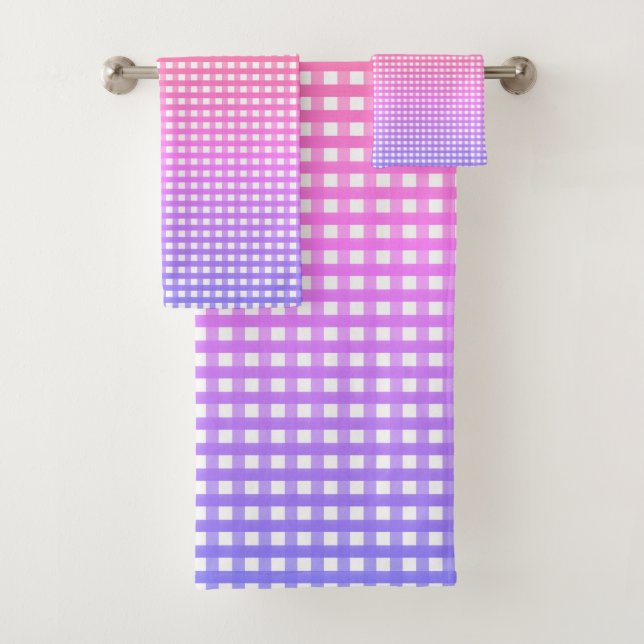 Rainbow Plaid Bath Towel Set (Insitu)