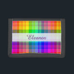 Rainbow Plaid Colourful | Add Your Name Tri-fold Wallet<br><div class="desc">This rainbow plaid pattern is bright and colourful,  with a light texture effect. It's a vivid,  vibrant chequered pattern that looks pretty as a background for your name or other short text.</div>