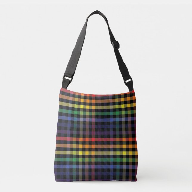 Rainbow Plaid Crossbody Bag (Front)