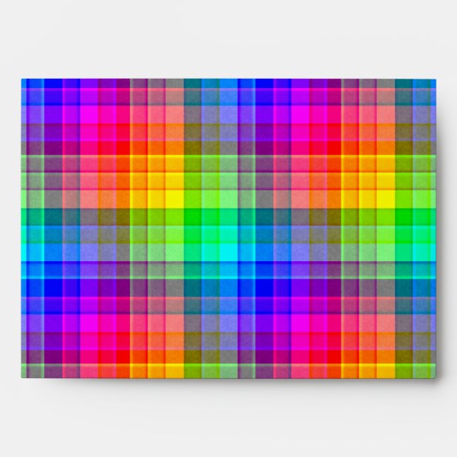 Rainbow Plaid Custom Envelopes (Front)