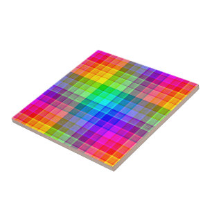 Rainbow Plaid Custom Tile
