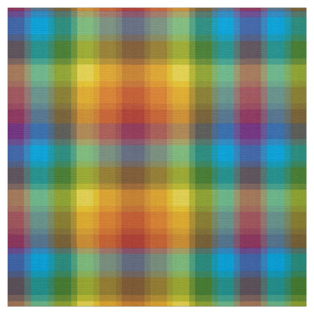 Rainbow Plaid Fabric (Swatch)